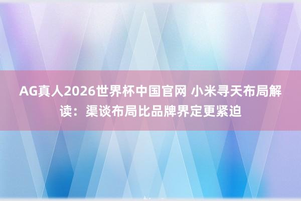 AG真人2026世界杯中国官网 小米寻天布局解读:渠谈布局比品牌界定更紧迫