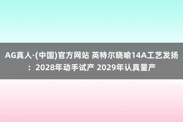 AG真人·(中国)官方网站 英特尔晓喻14A工艺发扬:2028年动手试产 2029年认真量产