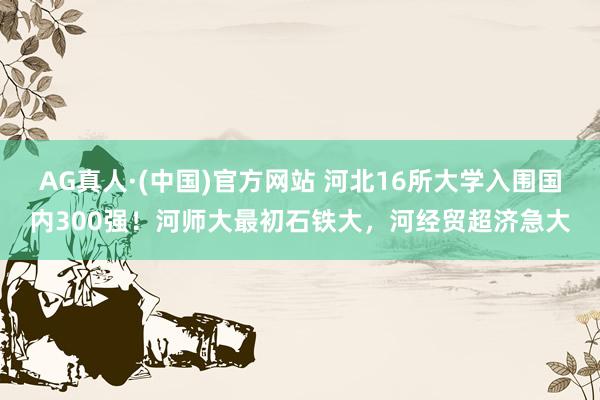 AG真人·(中国)官方网站 河北16所大学入围国内300强!河师大最初石铁大,河经贸超济急大