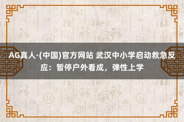 AG真人·(中国)官方网站 武汉中小学启动救急反应:暂停户外看成,弹性上学