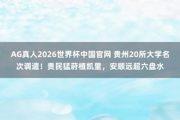 AG真人2026世界杯中国官网 贵州20所大学名次调遣!贵民猛莳植凯里,安顺远超六盘水