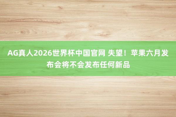 AG真人2026世界杯中国官网 失望!苹果六月发布会将不会发布任何新品