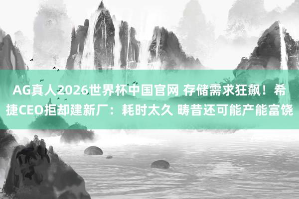 AG真人2026世界杯中国官网 存储需求狂飙!希捷CEO拒却建新厂:耗时太久 畴昔还可能产能富饶