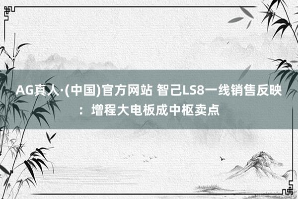 AG真人·(中国)官方网站 智己LS8一线销售反映:增程大电板成中枢卖点
