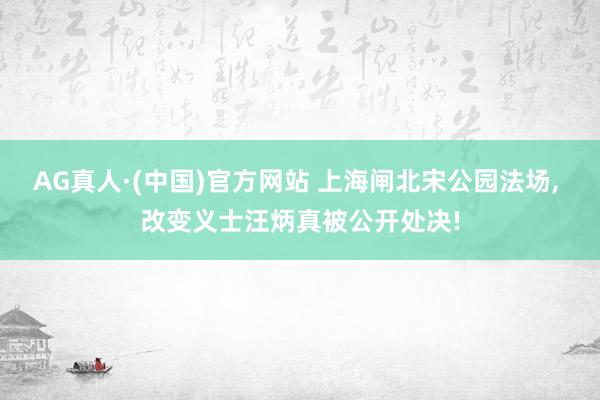 AG真人·(中国)官方网站 上海闸北宋公园法场, 改变义士汪炳真被公开处决!