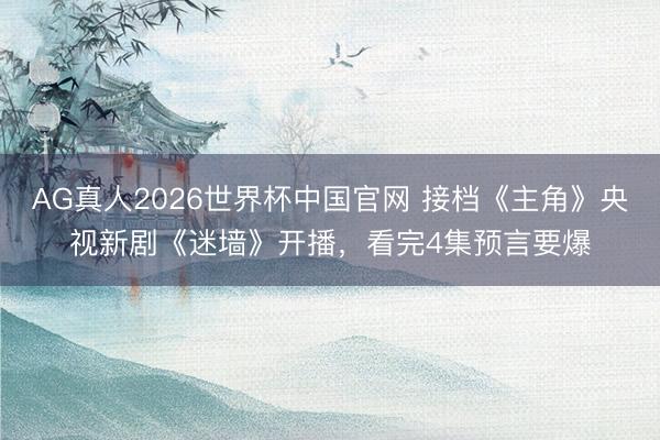 AG真人2026世界杯中国官网 接档《主角》央视新剧《迷墙》开播,看完4集预言要爆